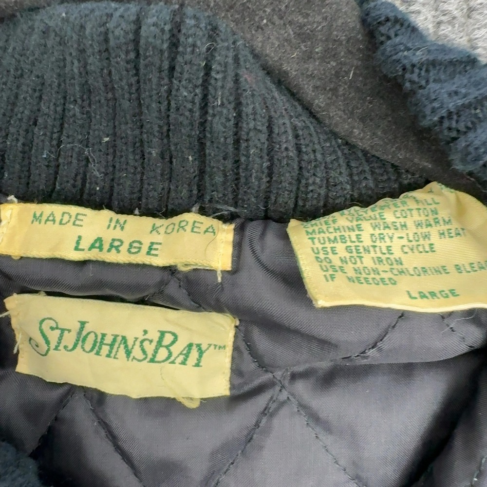 Vintage St Johns Bay Vest Mens Large Blue Cotton Corduroy Full Zip Workwear - Picture 4 of 8